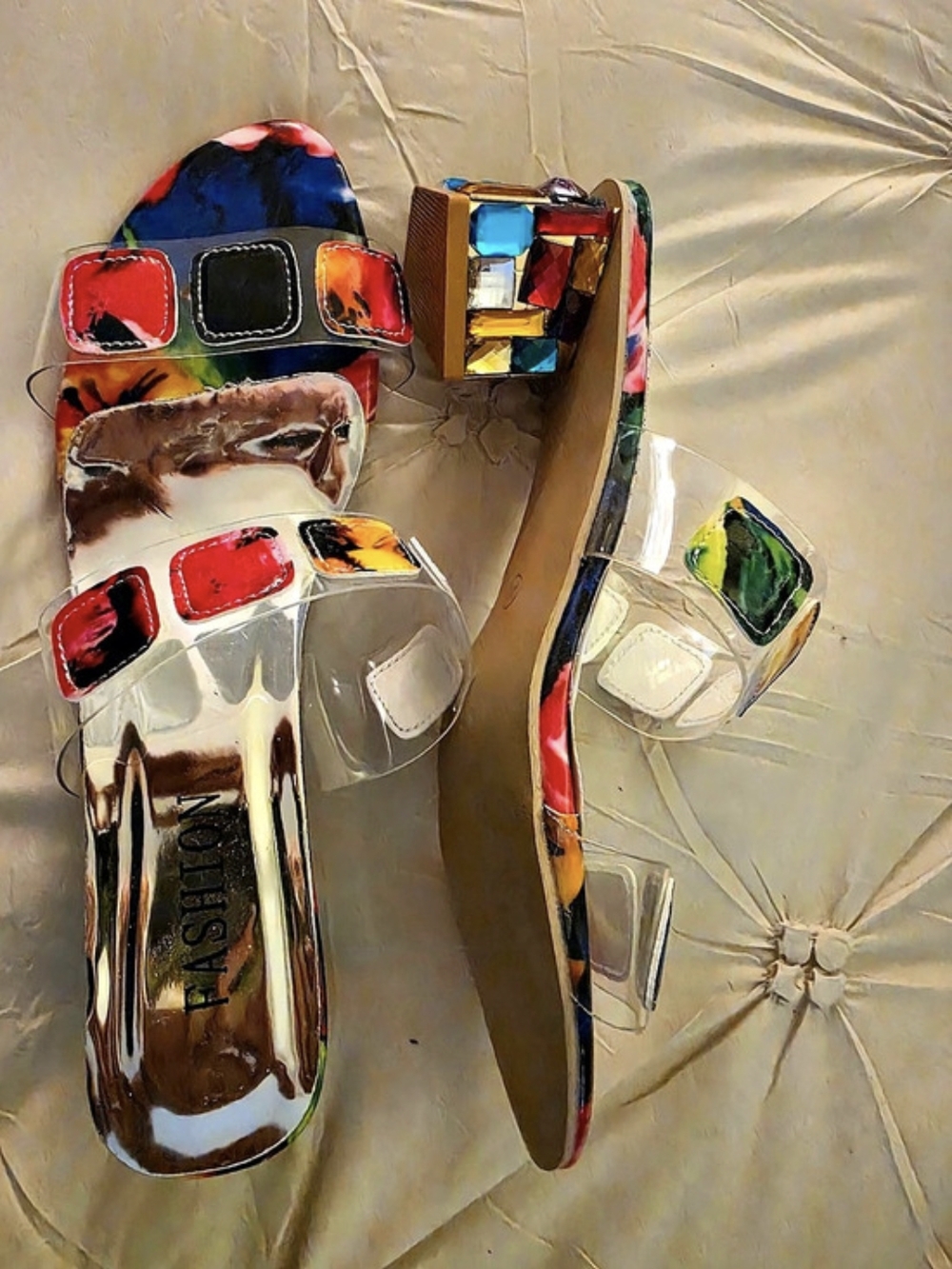Multicolor Embellished Sandals Like New Size 11